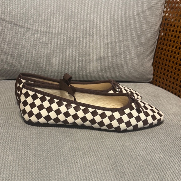 Loeffler Randall Leonie Chocolate/Cream Woven Ballet Flat - Picture 8 of 9